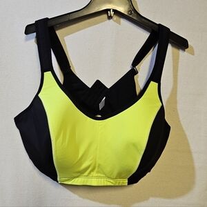 Livi Women's Black and Yellow Sports Bra